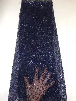 

5yards african french lace fabric beautiful african net tulle lace fabric with sequins dreamy french lace for dress ZXJA111