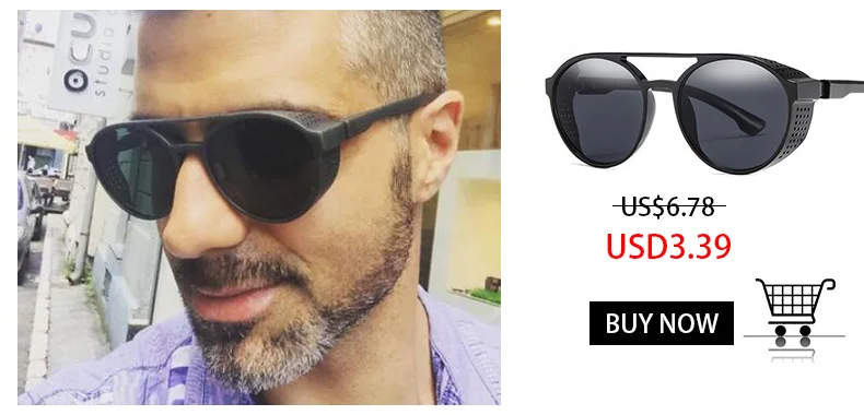 RBENN винтажные мужские солнцезащитные очки в стиле стимпанк женские брендовые дизайнерские Круглые Солнцезащитные очки с кожаной боковой защитой Модные очки в стиле стимпанк