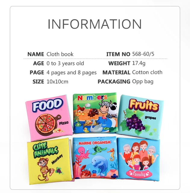 Children's Baby Cognition Cloth Book Toy Puzzle Early Education Tear Not Rotten English Tear-proof Three-dimensional Cloth Book 6