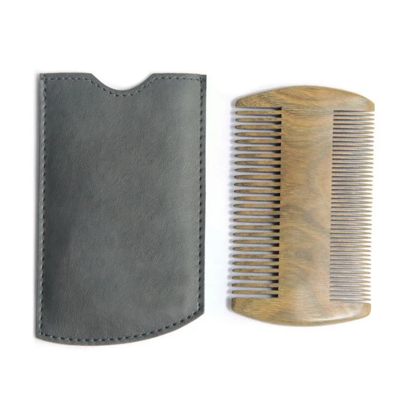 

Beard Combs for Men Wood Comb with PU Leather Case Fine Dual Action Teeth Beard Care Kit Anti-Static Wooden Beard &Mustache Comb