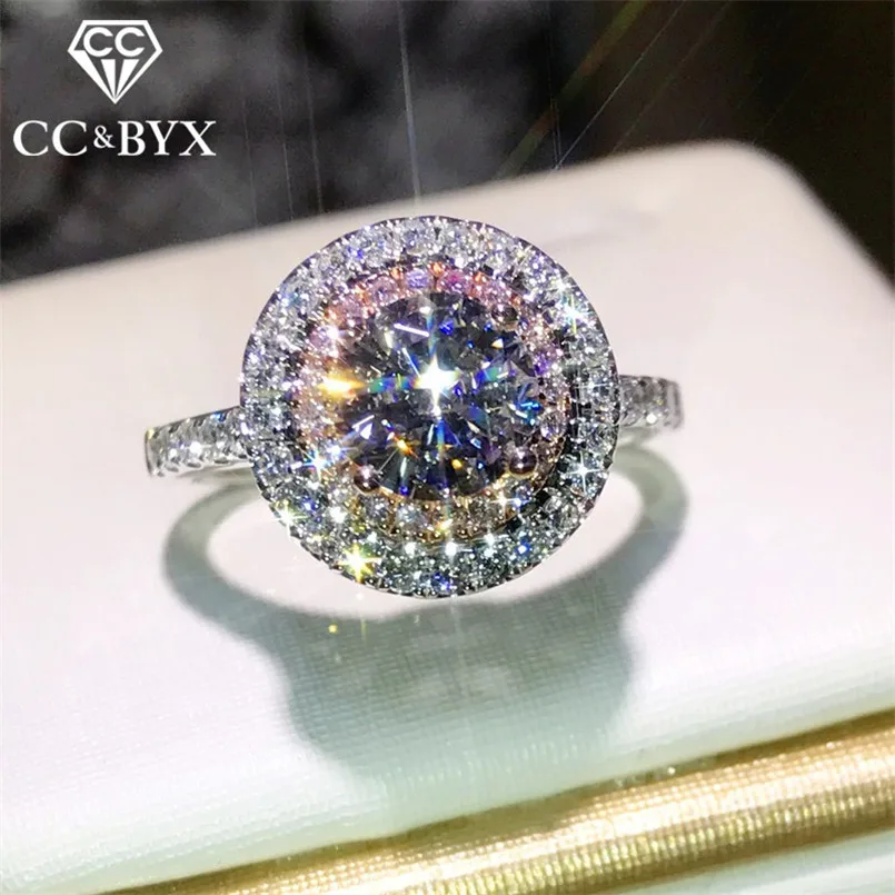 CC винтажные серебряные кольца S925 для женщин элегантное кольцо розовый круглый