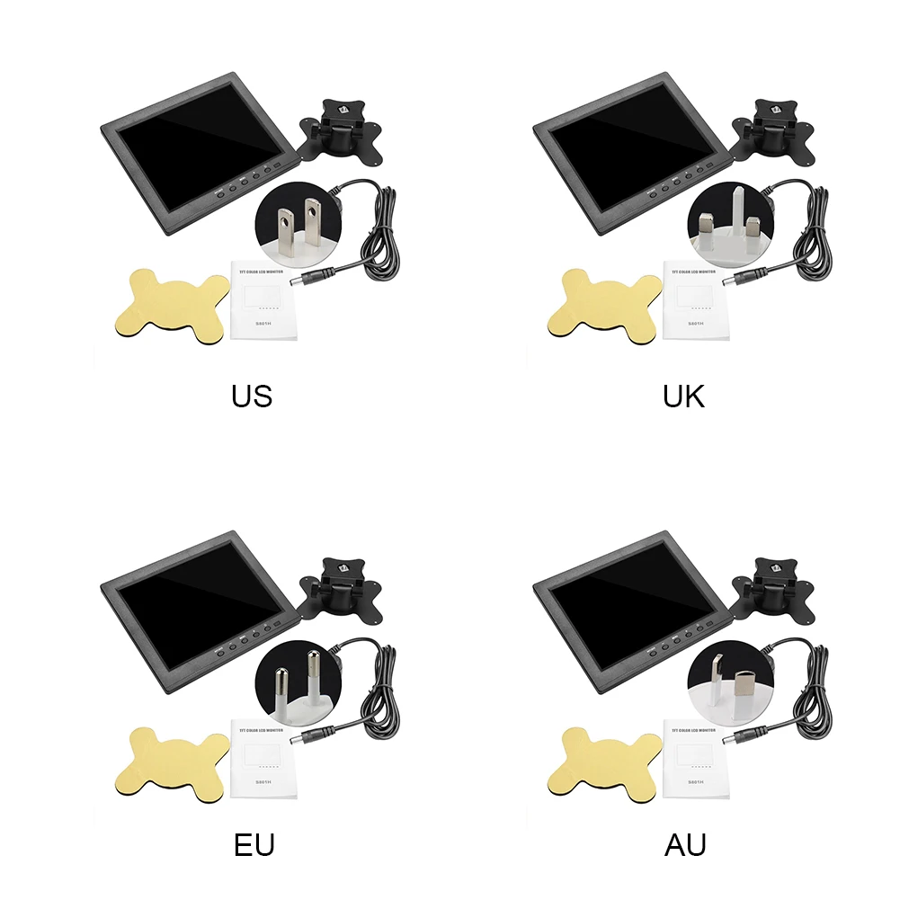 Accessories HD 8 Inch Computer BNC Car HDMI Input Video Audio VGA For PC LCD Monitor Interior Portable Rearview Parking Security