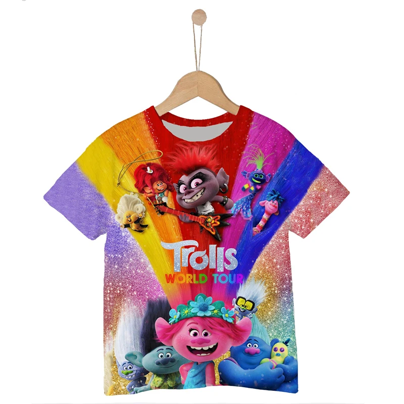 2021 Trolls world tour 3D Print T shirt Boys and girls Trolls Tee Tshirt Funny Cartoons Graphics Unisex Children Casual Tops 6