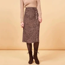 Женская юбка с боковыми пуговицами и животным принтом, длинная юбка-карандаш, юбки с запахом