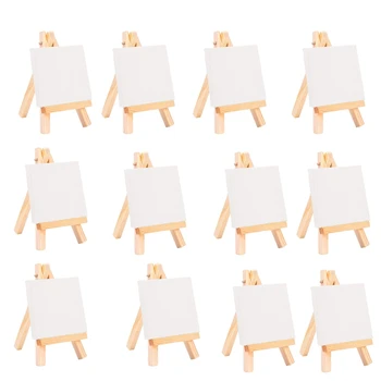 

24Set Artists 5 Inch Mini Easel +3 Inch X3 Inch Mini Canvas Set Painting Craft DIY Drawing Small Table Easel Gift