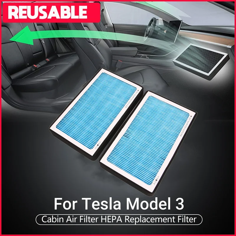 For Tesla Model 3 Y Air Filter Washable and Reusable HEPA Air