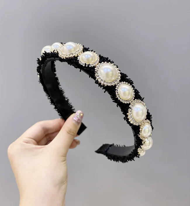 

Ободок для волос Женский, с жемчугом, блестящий, 2018