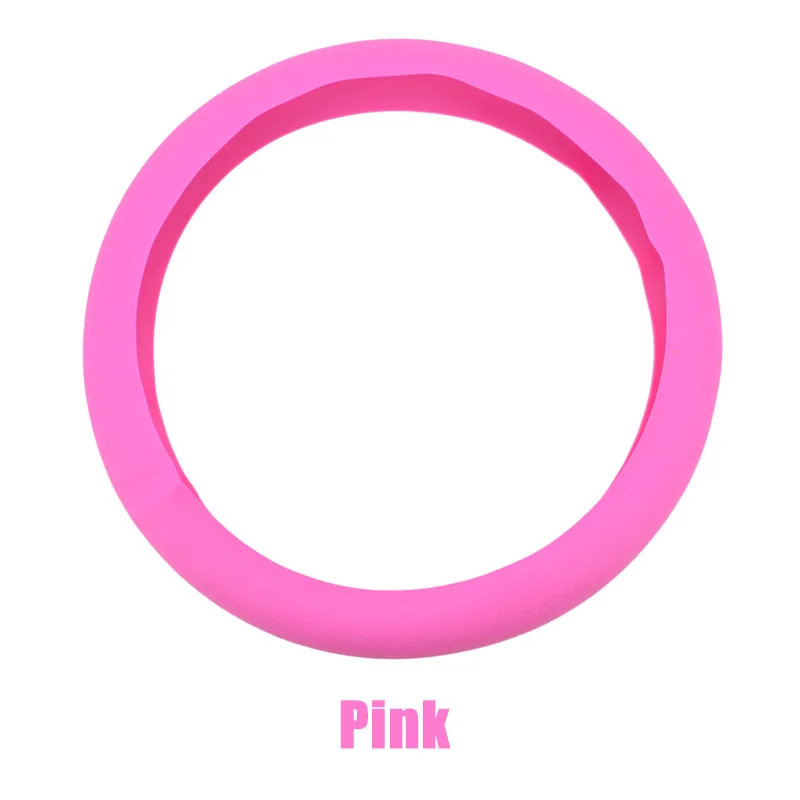 PINK Кожаный чехол для автомобиля с текстурой, силиконовый чехол для руля, перчатка, мягкий, разноцветный, универсальный, мягкий силиконовый чехол для руля - Название цвета: PINK