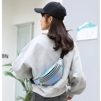 

Versatile Leisure Luxury Casual New Fashion Women's Laser Breast Package Waterproof Waist Bag Crossbody Bags Shoulder Bag Female