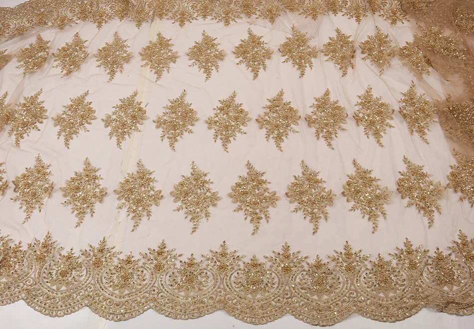 NIAI кружево украшенное бисером в африканском стиле ткани высокого качества вышитое кружево в нигерийском стиле ткани ручной работы французская пряжа кружева XY2922B-5
