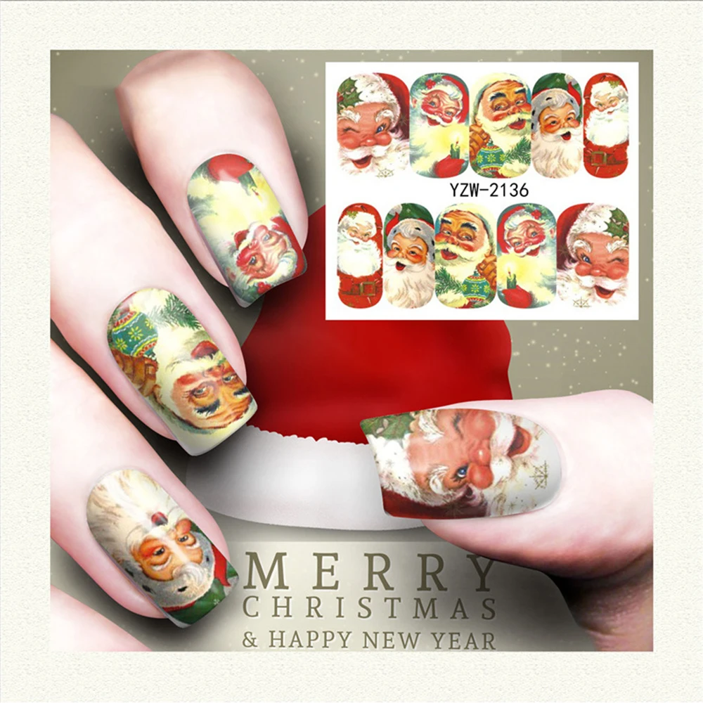 1 шт Рождество зима снежинка Санта Клаус Полный Обертывания дизайн ногтей переводные наклейки s наклейки для ногтей Переводные рисунки