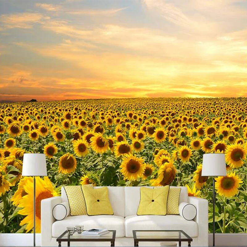 Beautiful-Sunflowers-Mural-Wallpaper-Cafe-Restaurant-Living-Room-Romantic-Backdrop-Wall-Painting-Home-Decor-Murales-De