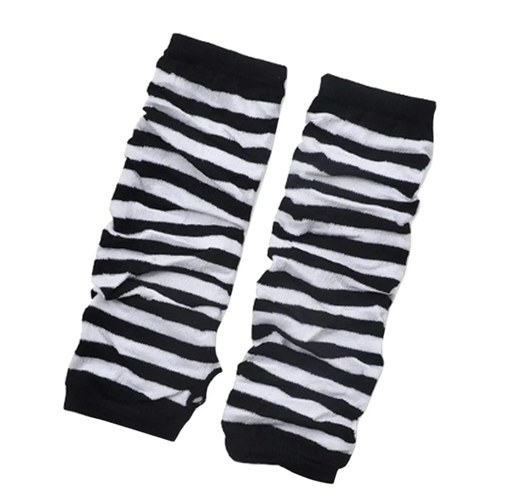striped Модные полосатые гетры без пальцев, хлопковые перчатки, длинные перчатки, зимние вязаные милые полосатые перчатки без пальцев, варежки - Цвет: striped