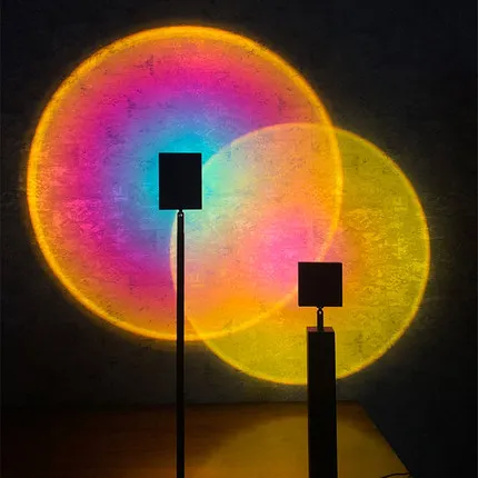 Витражный стеклянный напольный светильник RGB Радужный проекционный никогда не