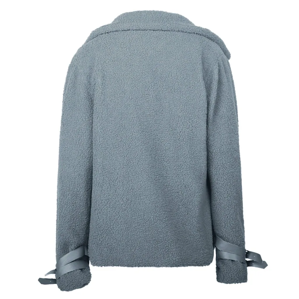 Jaycosin Fashion Women Casual Fleece Winter Warm Jacket Coat Stylish Long Sleeve Comfortable Soft Short Overcoat Outercoat 26#4