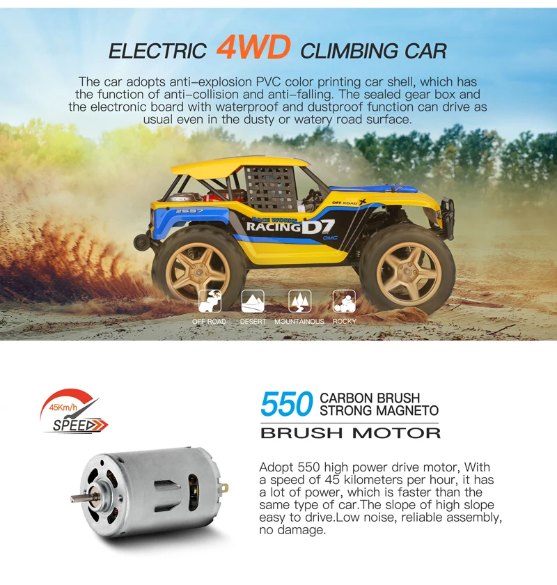 Wltoys 1/12 45 км/ч 4WD RC багги для пустыни электрический спортивный автомобиль Высокая скорость р/у автомобиль для дрифта 12402-A дистанционное управление детские игрушки