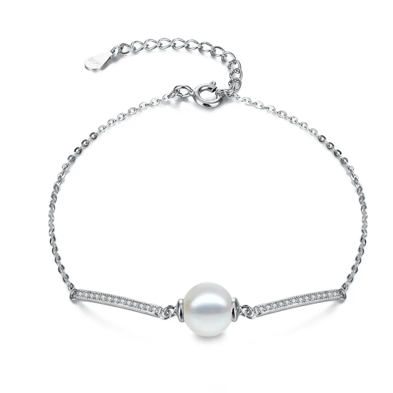 Романтический браслет с жемчугом, Кристаллами, цирконием, для женщин, для дня рождения, вечеринки, хорошее ювелирное изделие, шарм, 925 пробы, Серебряный подарок