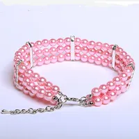 Pet 3 Rows Pearl Collar Dog Rhinestone Shiny Princess Necklace Cat Jewelry Bling Decoration Puppy accessories