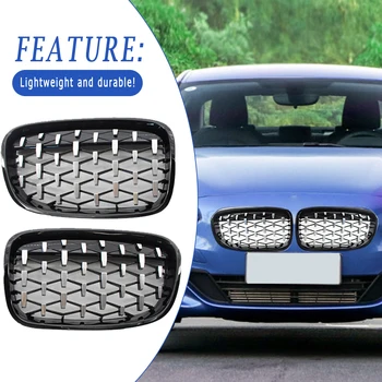 

1 Pair Diamond Kidney Grille Black Elements Personal Replacement Chrome Car Part Ornaments for BMW 1 Series F20 11-14