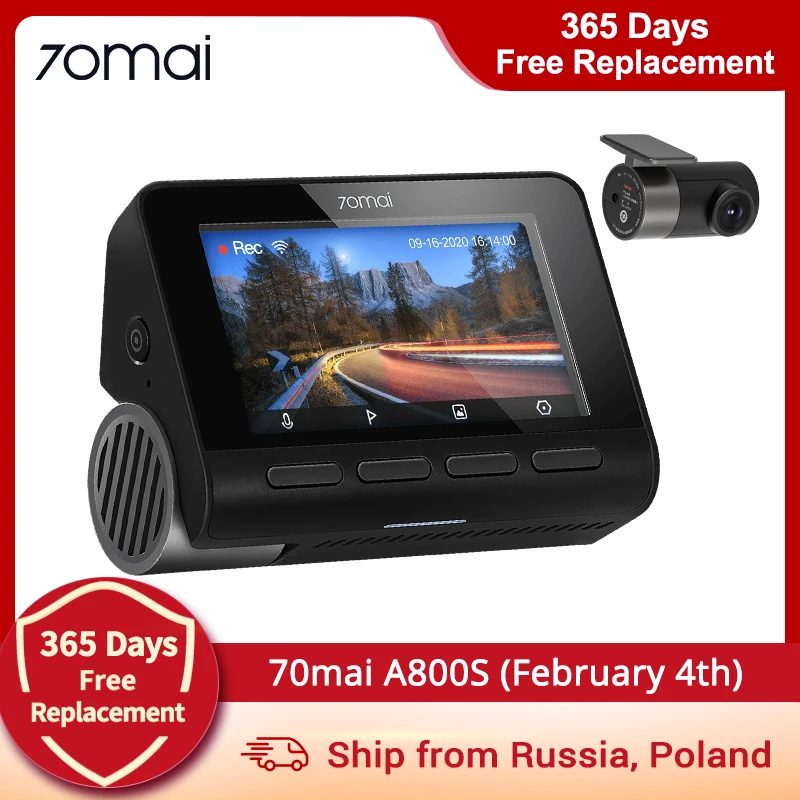 xiaomi 70mai a800 A800S Предзаказ 4k dash cam видеорегистратор камера заднего хода авто smart camera