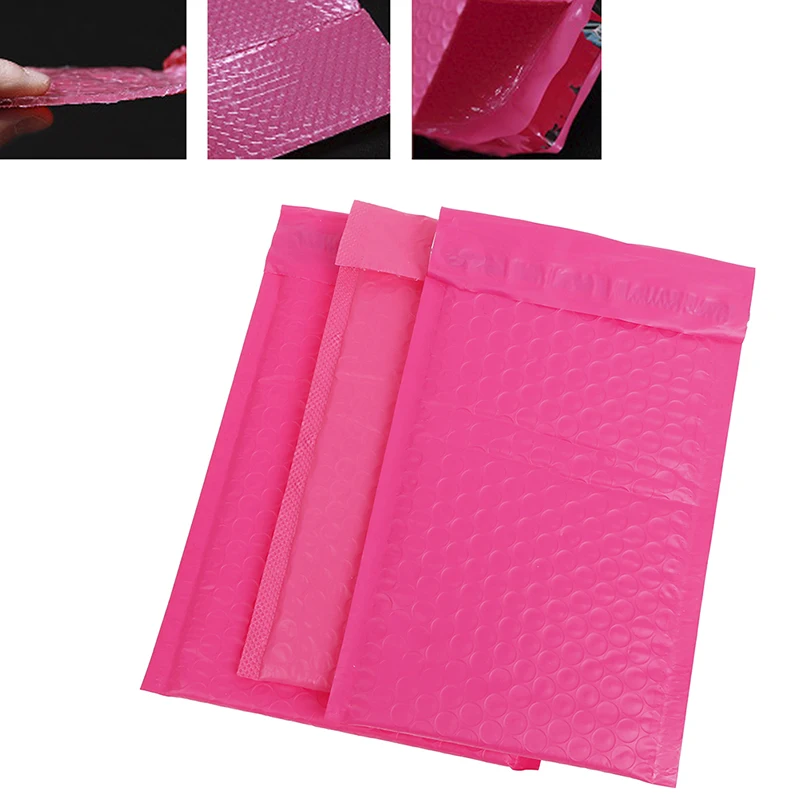 Sobres acolchados de burbujas para correo, regalo de película perlada, bolsa de sobre de correo para libro, revista forrada, autosellado, color rosa, 1 ud.