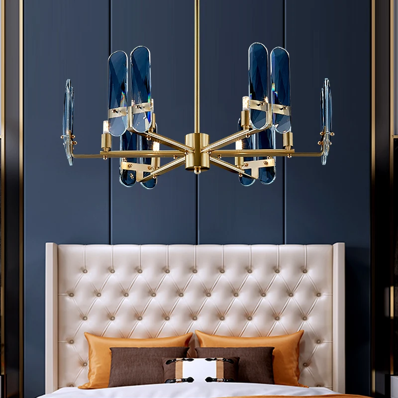 Blue and Gold Crystal chandeliers 1