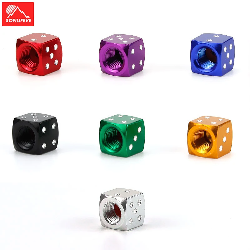 

5pcs Aluminum Dice Valve Nozzle Cap Bicycle Dust proof Wheel Cover MTB Road Bike Tire Cover Hat Mountain Bike Air Nozzle Plug