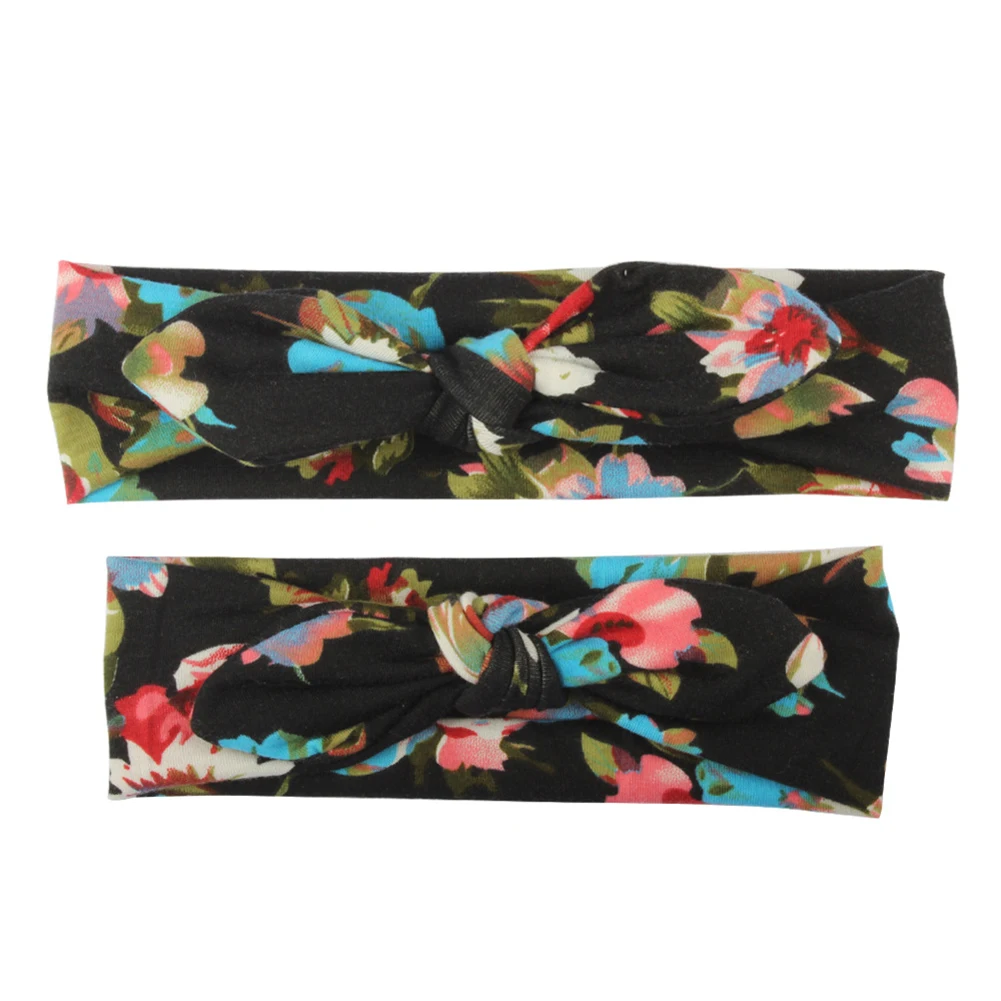 2pcs Mom Baby Floral Printed Headband Set Toddler Little Girls Cute Rabbit Ear Headdress Hair Accessories Christmas Present | Мать и