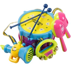 5Pcs Children Drum Trumpet Toy Music Percussion Instrument Band Kit Early Learning Educational Toy Baby Kids Children Gift