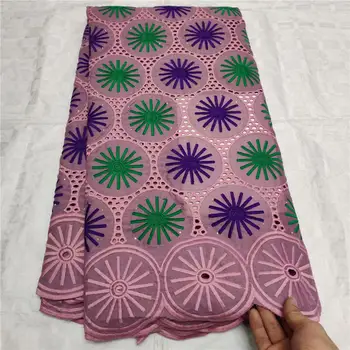 

High Quality African 100% Cotton Lece Fabric Embroidered African Punch Cotton Lace Fabrics For Women Clothing 5Yards