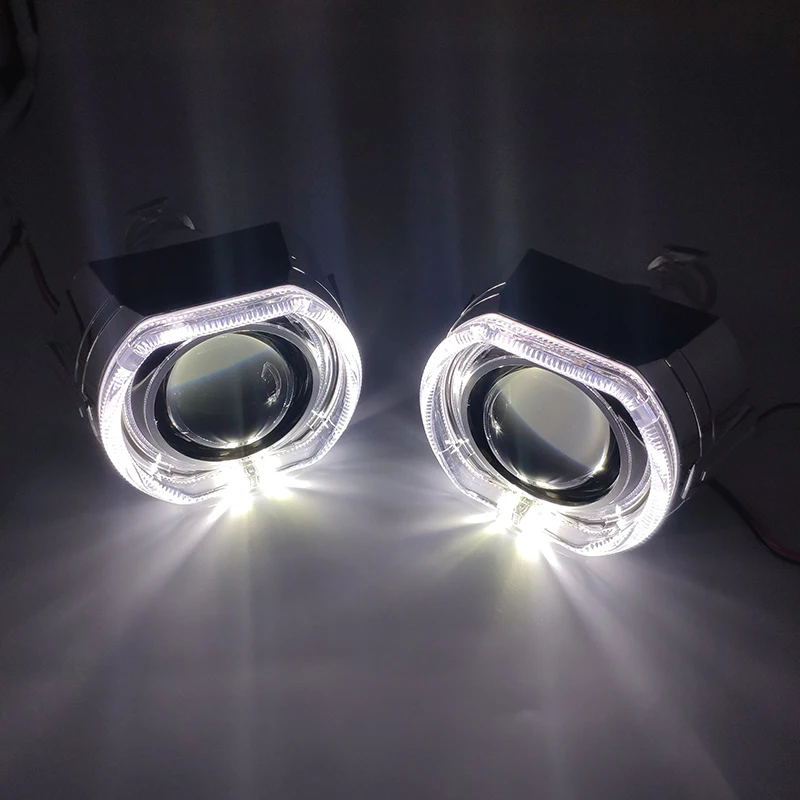 Фары линзы ангельские глазки би-ксенон H1 HID проектор квадратный переключатель ходовые огни Halo объектив Комплект для H7 H4 автомобильные аксессуары