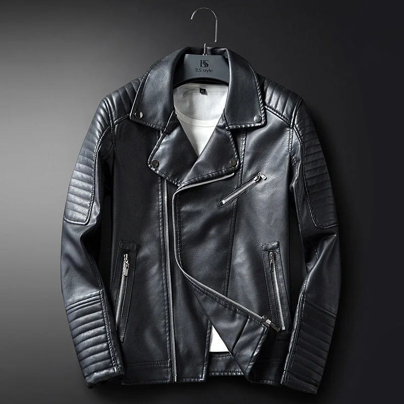 New Mens Stripe Leather Jacket Men Bomber Military Biker Jacket Pilot Motorcycle Jackets Men Leather Jacket Male Leather Coats - Цвет: Черный