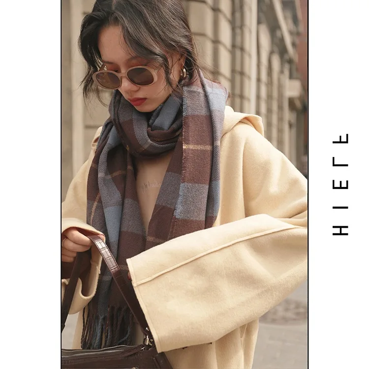 

Soft Skin/Pattern Tassels Scarf Women's Faux Cashmere Soft Skin Scarf 2019 Autumn And Winter