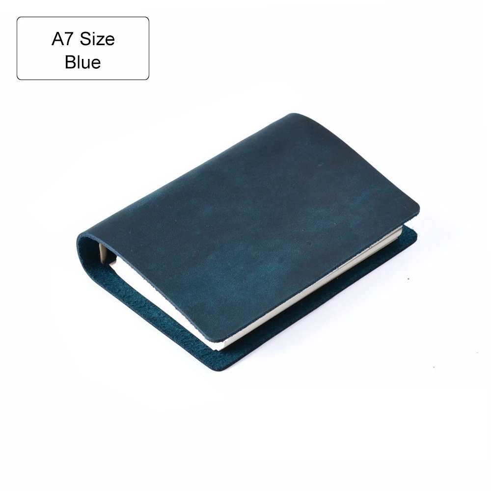 Горячая Распродажа, классическое кожаное связующее кольцо, записная книжка А5, А6, А7, настоящая кожаная обложка, пули, дневник, блокнот, планировщик, канцелярские принадлежности - Цвет: A7 Blue