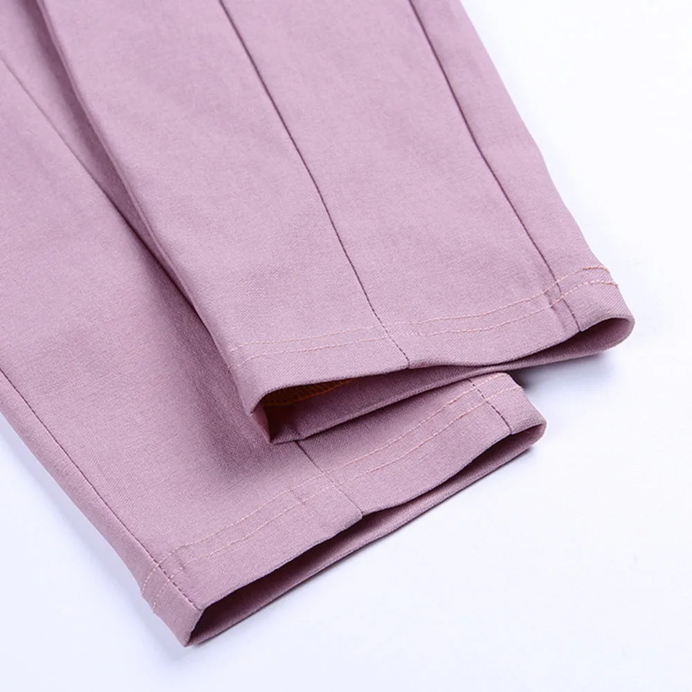 High Waist Pink Button Pencil Pants Women Stretchy Leggins Sexy Bottoming Skinny Push Up Autumn Winter Office Ladies Trousers