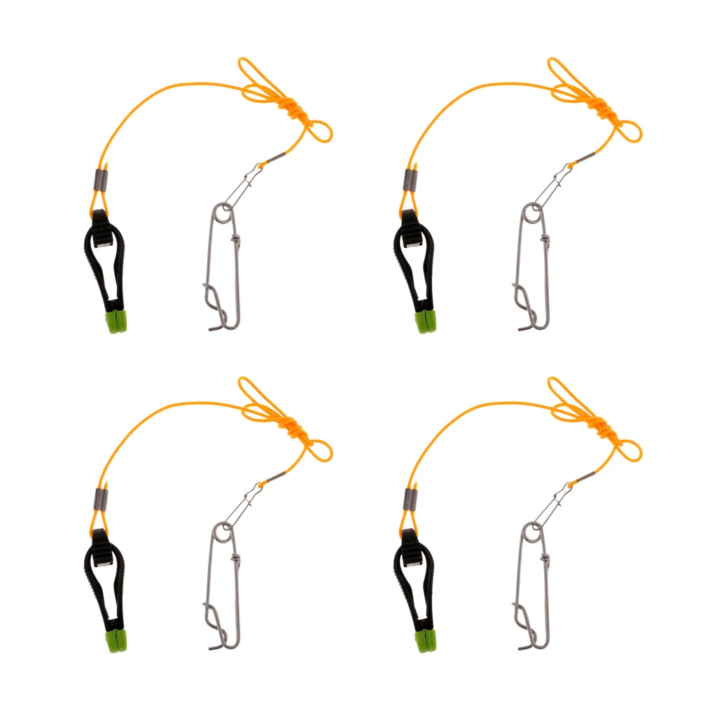 4pcs Power Grip Plus Release Clip Downrigger with 17' Leader Long Line Snaps Fishing Tools