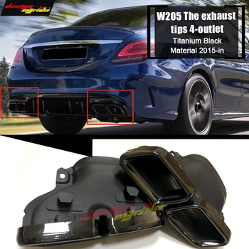 

Fits For MercedesMB W205 Rear Bumper Diffuser The exhaust tips 4-outlet Titanium Black Material C Class C180 C200 C250 C300 15+