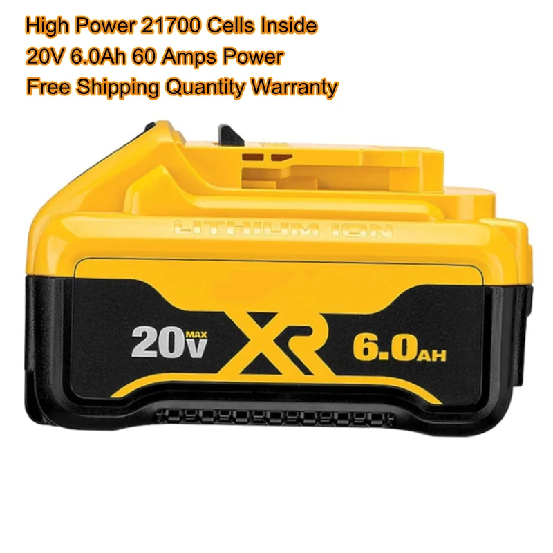 DCB206 20V 20 Volt Max XR 6.0Ah Li-ion Battery Pack For DeWalt DCB200 DCB205 USA