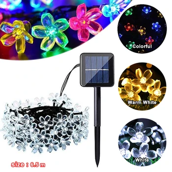 

50 LEDS Peach Blossom Flower Solar Lamp 7.5M Power LED String Fairy Lights Solar Garlands Garden Christmas Decor For Outdoor