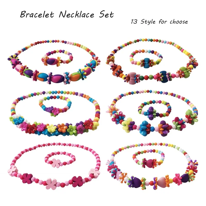 1 Set/lot Hot New Girls Acrylic Necklace Bracelet set Silicone Teething Beads For Choose Childrens Fashion Bohemian Jewelry | Детская