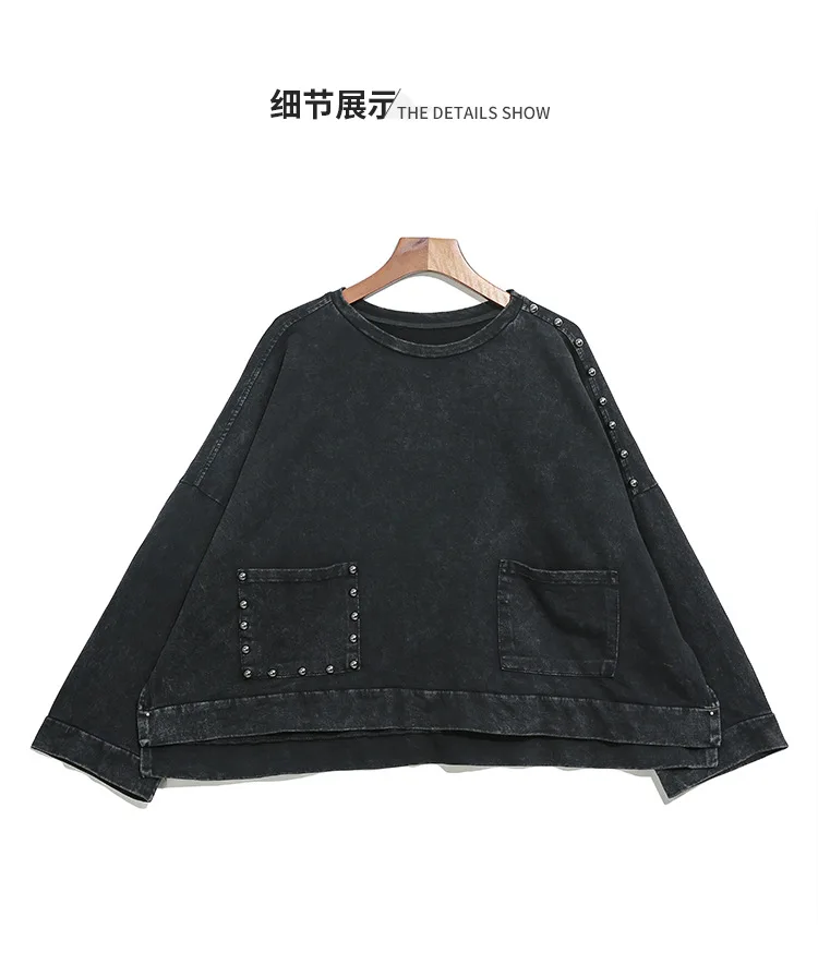 SuperAen/Новинка года; Осенняя толстовка с капюшоном; женские хлопковые толстовки с заклепками; повседневные Модные женские свитшоты с рукавами «летучая мышь»; женские топы