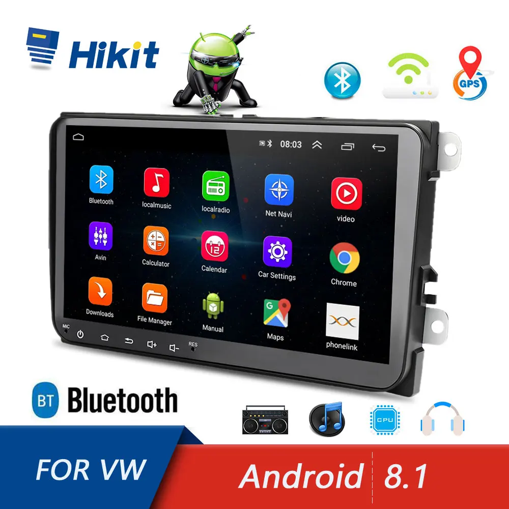 

Hikity 9'' Android 8.1 2 din Car Radio GPS Autoradio Stereo Multimedia Player Mirror Link WIFI For VW Seat Skoda PASSAT CADDY