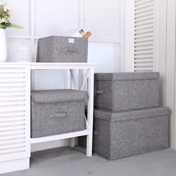

2pcs/set Cotton And Linen Storage Box Foldable Large Waterproof Laundry Bucket Home Bathroom DNJ998
