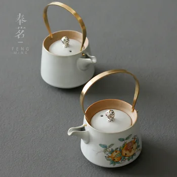 

Ceramic Loop-handled Teapot Tongliang Ru Tea Pot with Filter Teapot Single Teapot Tea Making Device Kettle Tea Pot China Tea