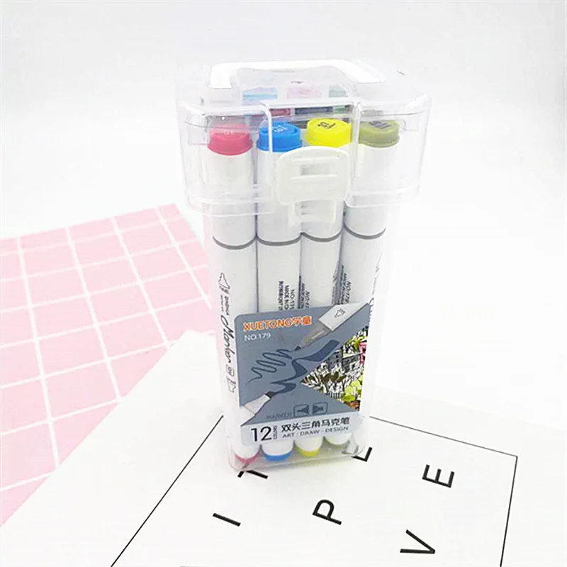 

Premium 12/18/24/36/48/60 Colors/Box Dual Tip Art Tip Marker Pen Alcoholic Sketch Drawing Professional Color Markers Pen