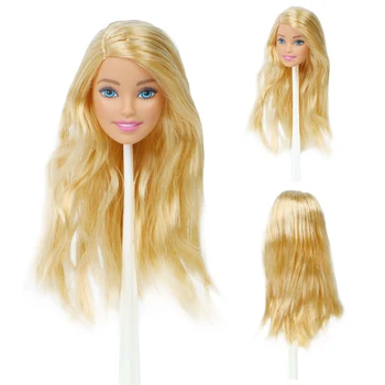 

1 Pcs Handmade Doll Head Fashion Sweet Makeup Golden Long Waves Curly Hair DIY Dollhouse Accessories for 12'' Doll Kids Toy