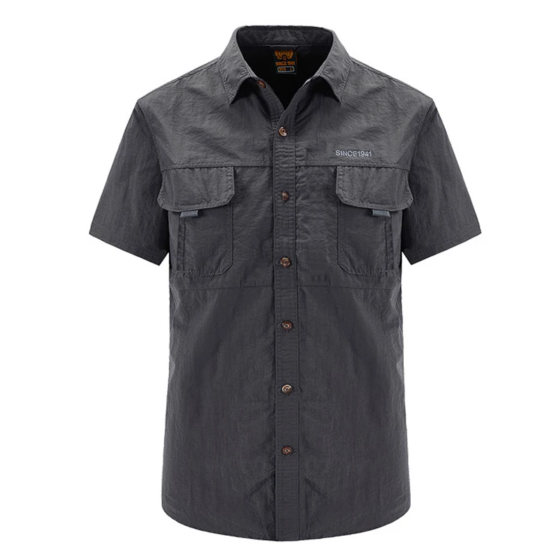 Camicia da uomo a rapida asciugatura TRVLWEGO camicia a maniche corte tattica da trekking all'aperto impermeabile caccia da combattimento maschile