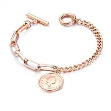 Женские Ювелирные изделия из титана, стали, розового золота, монеты елизания, браслет so031