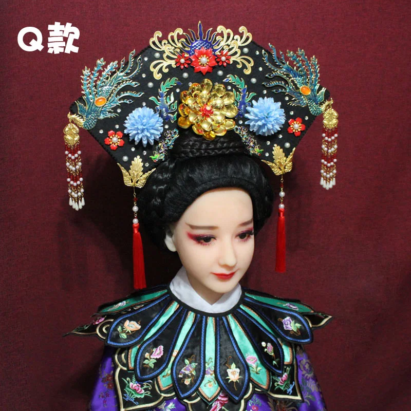 Древняя китайская Династия Цин императрица Принцесса Тиара для волос QiTou Lachi волос кусок для ТВ Играть легенда о ZhenHuan Yanxi дворца Ruyi