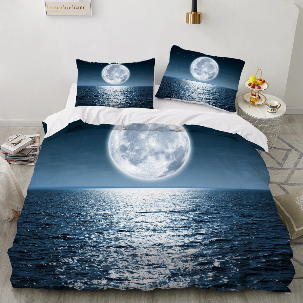 

Euro Family sets Bed linen set for home Bedding Set duvet cover 150*200 200*220 size Bed set Pillowcase Galaxy moon drop ship